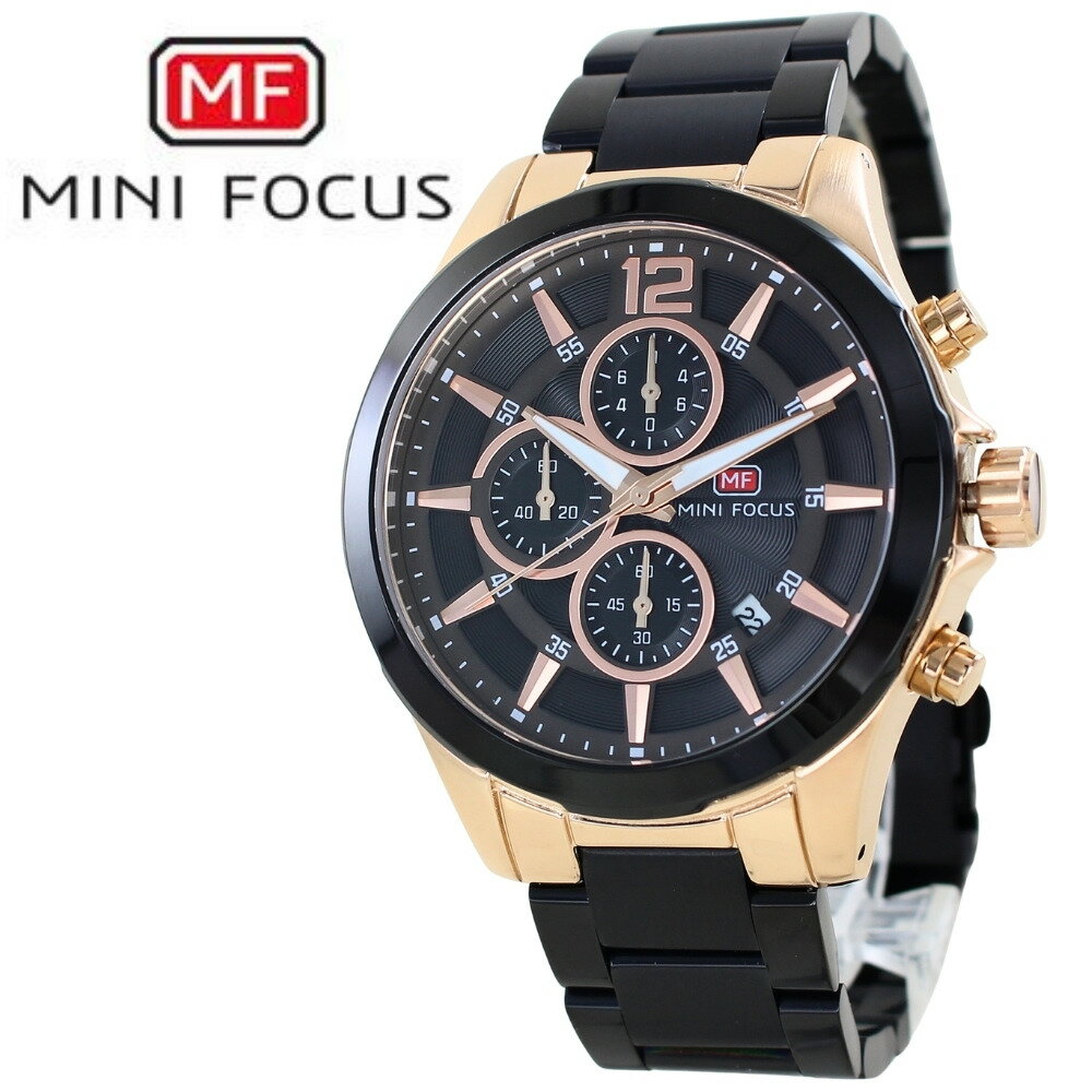 Other - 正規品 MINI FOCUS メンズ腕時計 クロノグラフ クォーツ 日付表示 ステンレスバンド かっこいい 腕時計 手表 メンズ ブラック 黒文字盤 高級感 おしゃれ ビジネス 大人 カジュアル 誕生日 プレゼント 男性 旦那 彼氏 ギフト 就職祝い 成人 卒業 入学