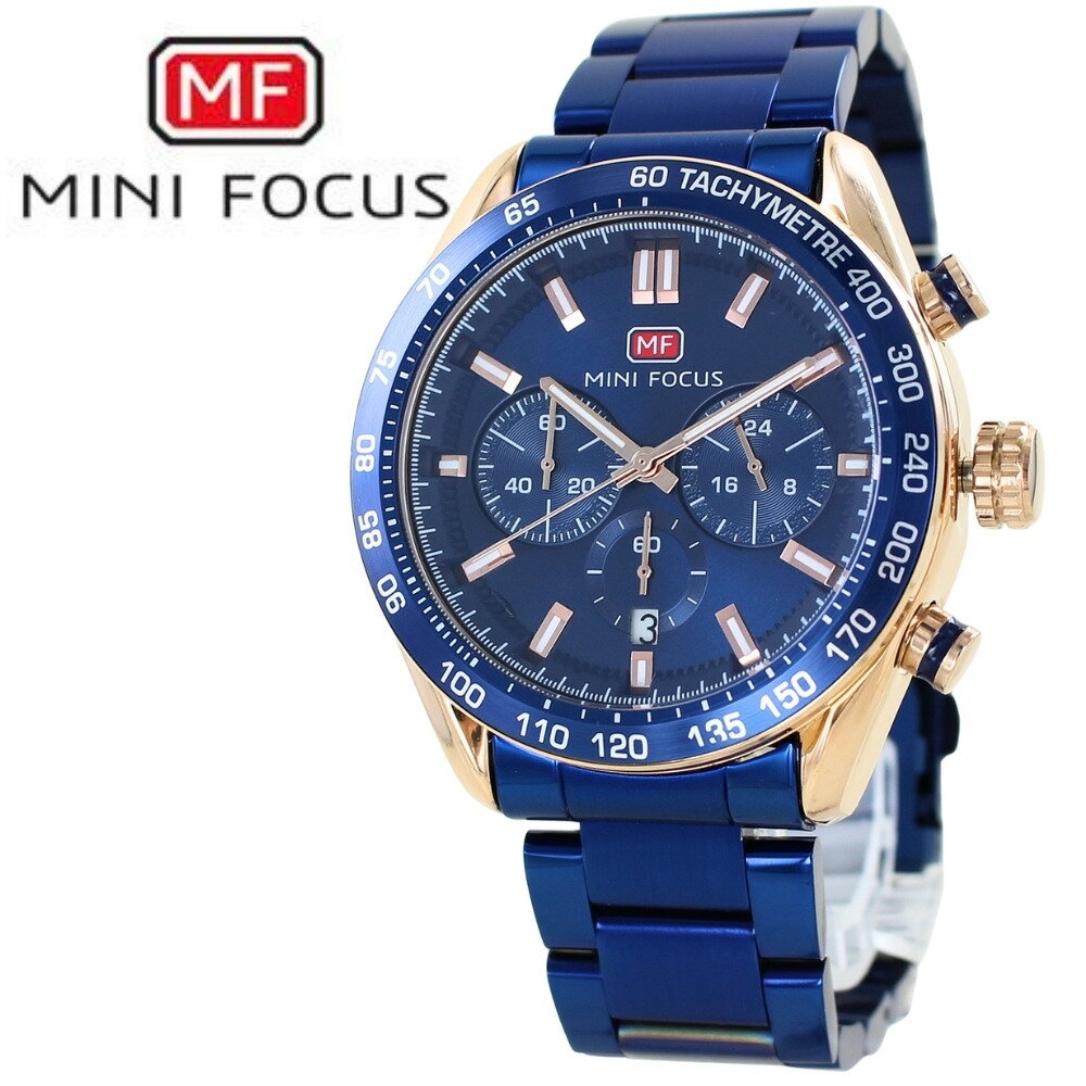 SWATCH - 正規品 MINI FOCUS メンズ腕時計 ステンレスバンド かっこいい 腕時計 手表 メンズ クロノグラフ クォーツ ブルー 高級感 大人 おしゃれ ビジネス カジュアル 誕生日 プレゼント 男性 旦那 彼氏 ギフト 就職祝い 成人 卒業 入学