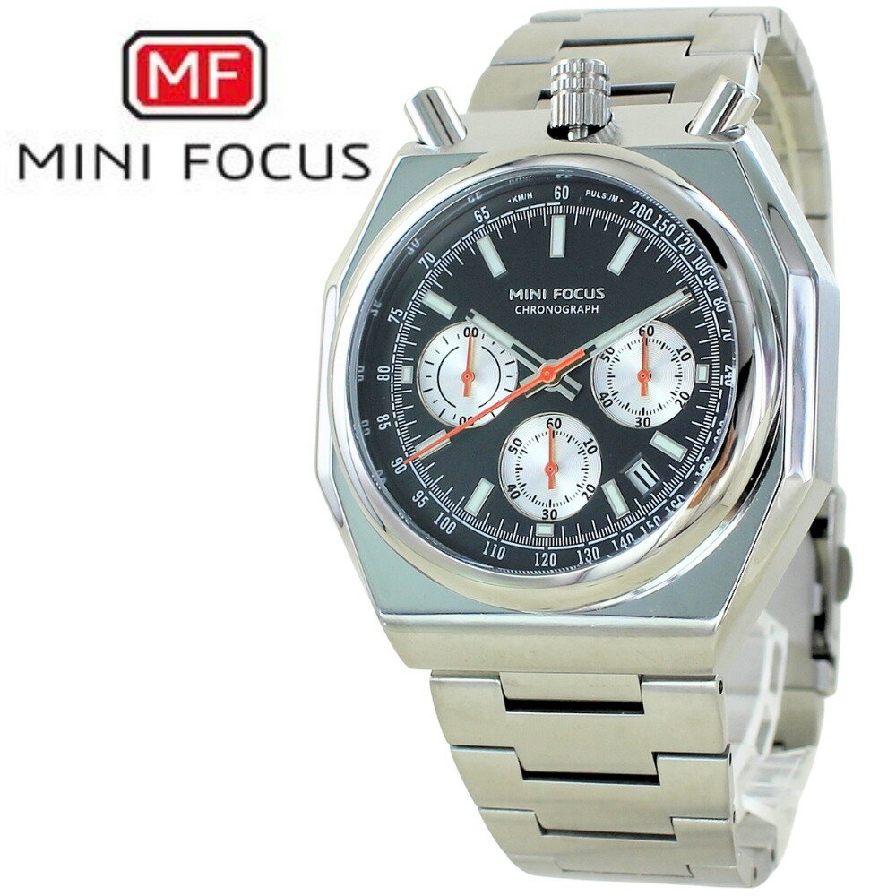 乐天商城 - 正規品 MINI FOCUS メンズ腕時計 ステンレスバンド かっこいい 腕時計 手表 メンズ クロノグラフ クォーツ シルバー ブラック 高級感 大人 おしゃれ ビジネス カジュアル 誕生日 プレゼント 男性 旦那 彼氏 ギフト 就職祝い 成人 卒業 入学