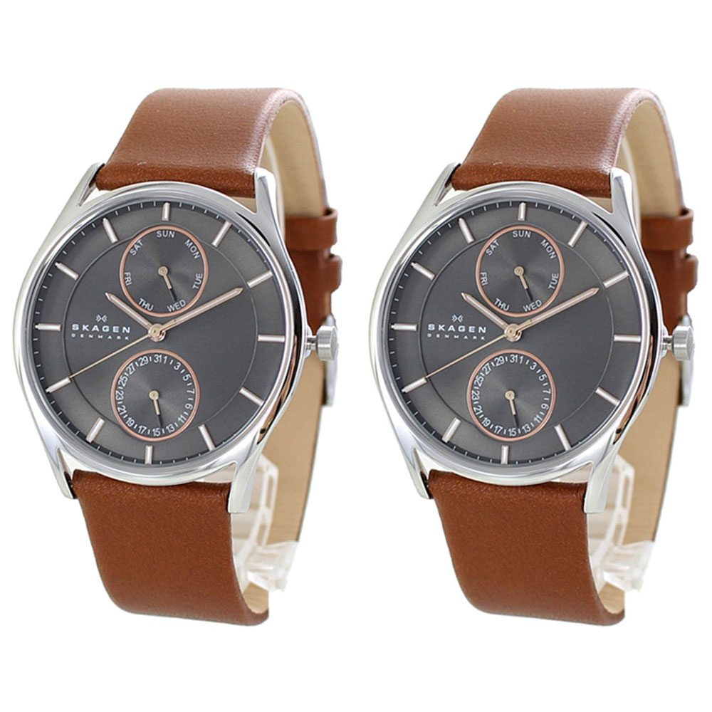 スカーゲン 腕時計 手表 ペアウォッチ シェア 同じサイズセット HOLST ホルスト マルチファンクション チャコールグレー文字盤 ブラウンレザー SKW6086SKW6086 合格 社会人 記念日 クリスマスプレゼント ランキング お祝い