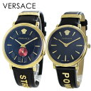 箱ボロ BOX訳あり ヴェルサーチェ ベルサーチ ペアウォッチ 腕時計 手表 替えベルト付 両親 夫婦 カップル ブランド ギフト 結婚祝い 結婚記念日 誕生日 プレゼント ブラック 黒 時計 ベルト レザー クリスマスプレゼント ランキング お祝い
