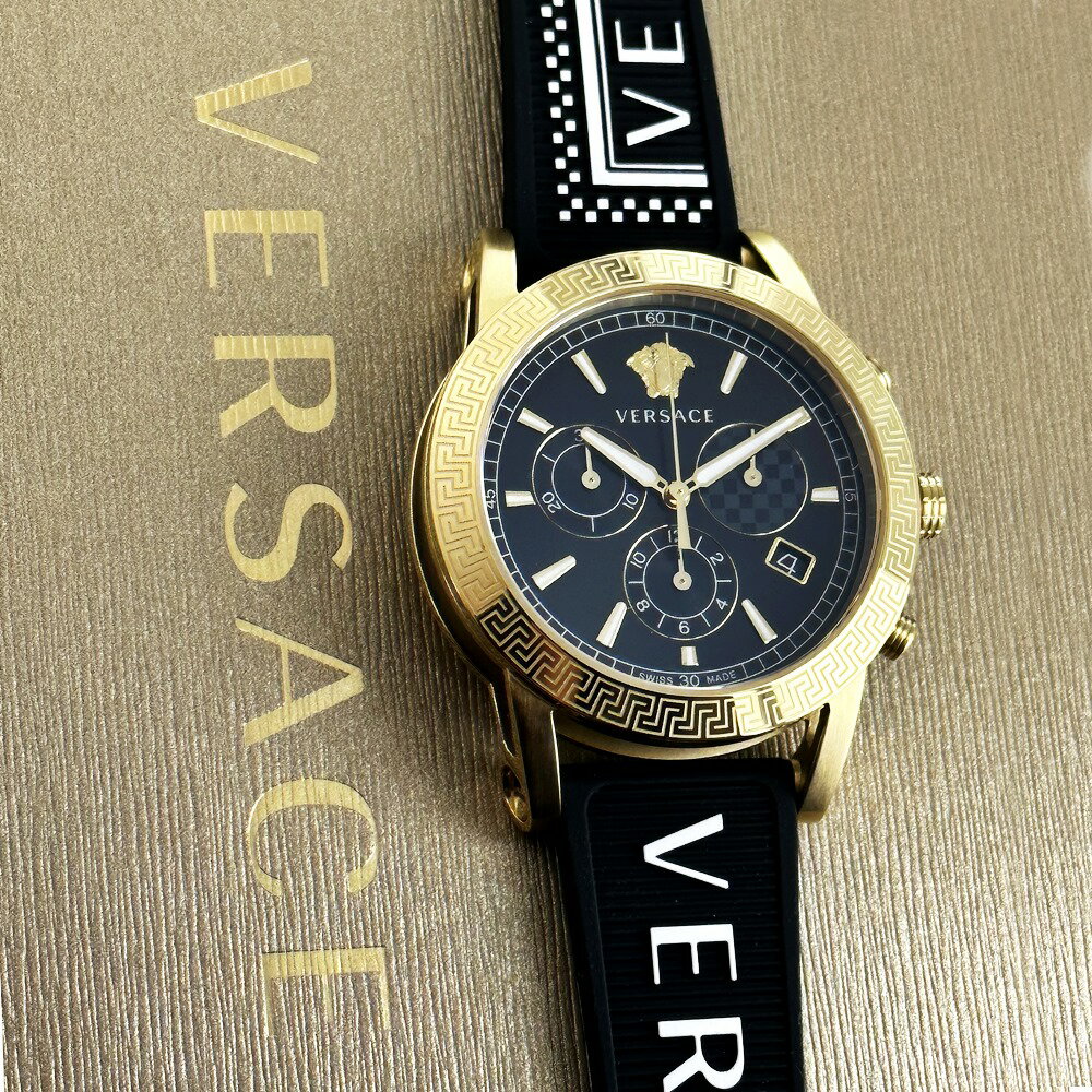 極美品 VERSACE クロノグラフ デイト ラウンド メンズ腕時計 719 qOD0I 