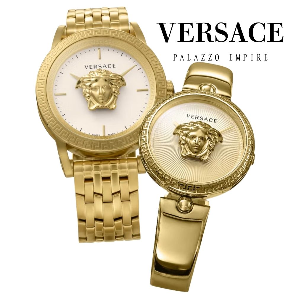 ヴェルサーチェ ペアウォッチ メンズ レディース ゴールド イエローゴールド VERSACE メデューサ グレカ スイス製 高級 ブランド カップル 夫婦 記念日 プレゼント ギフト ★★★&nbsp;数量限定・ペアウォッチBOX付き&nbsp;★★★ 腕時計2本を収納できる 専用ペアウォッチBOXをお付けしております。 リングなどのアクセサリーも収納でき、 保管用としてもギフトにもおすすめです。 ※数量限定の特典となります。在庫状況により終了する場合がございます。 ※ペアウォッチBOXはラッピング対象外です。腕時計はラッピング対応可能です。 ------------------------------------------ ★★★&nbsp;VERSACE&nbsp;PAIR&nbsp;WATCH&nbsp;★★★ イタリアを代表するラグジュアリーブランド VERSACE（ヴェルサーチェ）。 ブランドを象徴する「メデューサ」と 「グレカ」モチーフでリンクするペアウォッチ。 メンズ・レディースともに、 華やかなイエローゴールドカラーで統一。 それぞれ異なるデザインを楽しみながら、 ヴェルサーチェらしい存在感でリンクする特別なペアです。 誕生日や記念日のプレゼントにもおすすめです。 ------------------------------------------ ★★★&nbsp;VERSACEで楽しむペアウォッチ&nbsp;★★★ ■&nbsp;お揃いのメデューサ＆グレカ ヴェルサーチェを象徴するデザインでリンク ■&nbsp;メンズ：43mm ホワイト文字盤×イエローゴールドの華やかで存在感のあるデザイン ■&nbsp;レディース：34mm イエローゴールドで統一したジュエリー感のあるデザイン ------------------------------------------ ■ブランド VERSACE（ヴェルサーチェ） ■ムーブメント スイス製クオーツ（電池式） ■素材 ステンレススチール ■ベルト ステンレススチール ■風防 サファイアクリスタル ■防水 5気圧防水 ■サイズ（約） 【メンズ】 ケースサイズ：43mm 腕周り：メンズスタンダード 重量：183g 【レディース】 ケースサイズ：34mm 腕周り：レディーススタンダード 重量：84g ■カラー 【メンズ】 文字盤：ホワイト&nbsp;×&nbsp;ゴールド ケース：イエローゴールド ベルト：イエローゴールド 【レディース】 文字盤：イエローゴールド ケース：イエローゴールド ベルト：イエローゴールド ■付属品：ブランド専用BOX×2 ※BOXデザインは入荷時期により異なる場合がございます。 ■保証期間：1年間 VERD00318VECQ00618 ■こんな方におすすめ ・ヴェルサーチェのペアウォッチを探している ・イエローゴールドのお揃いを楽しみたい ・メデューサやグレカモチーフが好き ・華やかなブランド腕時計をペアで使いたい ・カップルや夫婦で使える時計を探している ・結婚記念日や誕生日など特別な日のプレゼントに関連商品ヴェルサーチェ ペアウォッチ メンズ レディース ゴールド ピンクゴー...ヴェルサーチェ ペアウォッチ メンズ レディース ブラック ゴールド ...ヴェルサーチェ ペアウォッチ メンズ レディース ブラック ゴールド ...234,900円234,900円234,900円ヴェルサーチェ ペアウォッチ メンズ レディース ブラック イエローゴ...ヴェルサーチェ ペアウォッチ メンズ レディース 腕時計 ブラック ゴ...箱ボロ BOX訳あり ヴェルサーチェ ベルサーチ ペアウォッチ 腕時計...184,900円184,900円109,600円箱ボロ BOX訳あり ヴェルサーチェ ベルサーチ おそろい ペアウォッ...【ペア腕時計BOXプレゼント！】ハミルトン 時計 ペアウォッチ VEN...カップル 夫婦 ペア ウォッチ 腕時計 手表 メンズ レディース ヴィ...99,600円239,000円61,400円