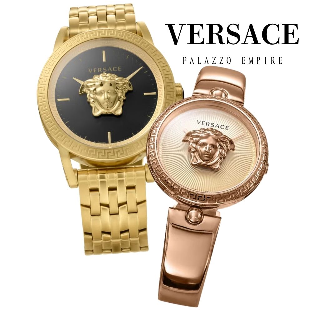 ヴェルサーチェ ペアウォッチ メンズ レディース ブラック ゴールド ピンクゴールド VERSACE メデューサ グレカ スイス製 高級 ブランド カップル 夫婦 記念日 プレゼント ギフト ★★★&nbsp;数量限定・ペアウォッチBOX付き&nbsp;★★★ 腕時計2本を収納できる 専用ペアウォッチBOXをお付けしております。 リングなどのアクセサリーも収納でき、 保管用としてもギフトにもおすすめです。 ※数量限定の特典となります。在庫状況により終了する場合がございます。 ※ペアウォッチBOXはラッピング対象外です。腕時計はラッピング対応可能です。 ------------------------------------------ ★★★&nbsp;VERSACE&nbsp;PAIR&nbsp;WATCH&nbsp;★★★ イタリアを代表するラグジュアリーブランド VERSACE（ヴェルサーチェ）。 ブランドを象徴する「メデューサ」と 「グレカ」モチーフでリンクするペアウォッチ。 メンズはブラック×イエローゴールド、 レディースは上品なピンクゴールド。 それぞれ異なるカラーを楽しみながら、 ヴェルサーチェらしさでリンクする特別なペアです。 誕生日や記念日のプレゼントにもおすすめです。 ------------------------------------------ ★★★&nbsp;VERSACEで楽しむペアウォッチ&nbsp;★★★ ■&nbsp;お揃いのメデューサ＆グレカ ヴェルサーチェを象徴するデザインでさりげなくリンク ■&nbsp;メンズ：ブラック&nbsp;×&nbsp;イエローゴールド ブラック文字盤が映える、華やかで存在感のあるデザイン ■&nbsp;レディース：ピンクゴールド ジュエリー感覚でも楽しめる上品で華やかなデザイン ------------------------------------------ ■ブランド VERSACE（ヴェルサーチェ） ■ムーブメント スイス製クオーツ（電池式） ■素材 ステンレススチール ■ベルト ステンレススチール ■風防 サファイアクリスタル ■防水 5気圧防水 ■サイズ（約） 【メンズ】 ケースサイズ：43mm 腕周り：メンズスタンダード 重量：183g 【レディース】 ケースサイズ：34mm 腕周り：レディーススタンダード 重量：84g ■カラー 【メンズ】 文字盤：ブラック ケース：イエローゴールド ベルト：イエローゴールド 【レディース】 文字盤：ピンクゴールド ケース：ピンクゴールド ベルト：ピンクゴールド ■付属品：ブランド専用BOX×2 ※BOXデザインは入荷時期により異なる場合がございます。 ■保証期間：1年間 VERD00819VECQ00718 ■こんな方におすすめ ・ヴェルサーチェのペアウォッチを探している ・ゴールド系カラーのお揃いを楽しみたい ・メデューサやグレカモチーフが好き ・華やかなブランド腕時計をペアで使いたい ・カップルや夫婦で使える時計を探している ・結婚記念日や誕生日など特別な日のプレゼントに関連商品ヴェルサーチェ ペアウォッチ メンズ レディース ブラック ゴールド ...ヴェルサーチェ ペアウォッチ メンズ レディース ゴールド ピンクゴー...ヴェルサーチェ ペアウォッチ メンズ レディース ゴールド イエローゴ...234,900円234,900円234,900円ヴェルサーチェ ペアウォッチ メンズ レディース 腕時計 ブラック ゴ...ヴェルサーチェ ペアウォッチ メンズ レディース ブラック イエローゴ...箱ボロ BOX訳あり ヴェルサーチェ ベルサーチ ペアウォッチ 腕時計...184,900円184,900円109,600円箱ボロ BOX訳あり ヴェルサーチェ ベルサーチ おそろい ペアウォッ...【ペア腕時計BOXプレゼント！】ハミルトン 時計 ペアウォッチ VEN...【ペアボックス付き】ヴィヴィアン ウエストウッド 腕時計 手表 ペアウ...99,600円239,000円79,600円