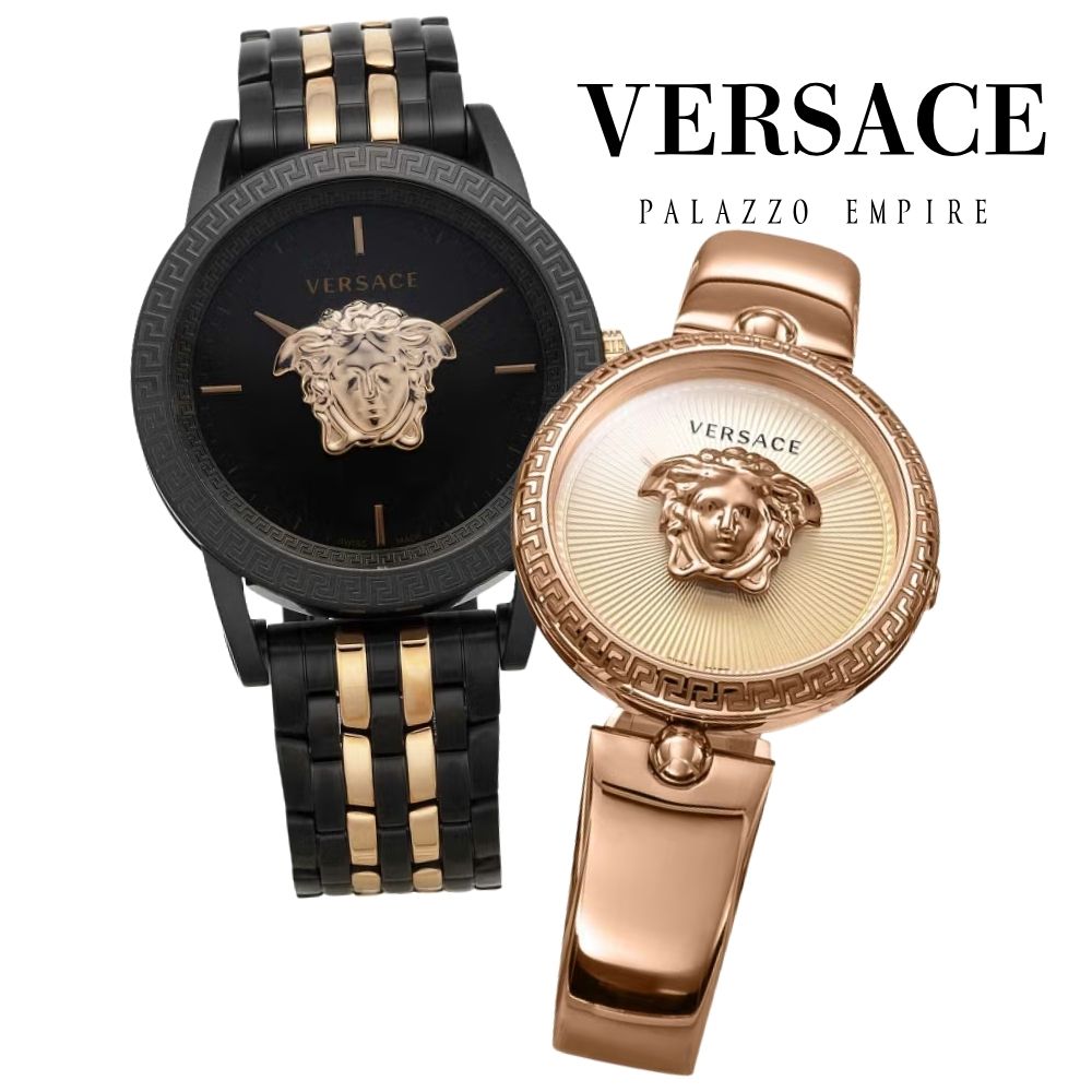 ヴェルサーチェ ペアウォッチ メンズ レディース 腕時計 ブラック ゴールド ローズゴールド VERSACE メデューサ グレカ スイス製 高級 ブランド おしゃれ カップル 夫婦 記念日 プレゼント ギフト ★★★&nbsp;数量限定・ペアウォッチBOX付き&nbsp;★★★ 腕時計2本を収納できる 専用ペアウォッチBOXをお付けしております。 リングなどのアクセサリーも収納でき、 保管用としてもギフトにもおすすめです。 ※数量限定の特典となります。在庫状況により終了する場合がございます。 ※ペアウォッチBOXはラッピング対象外です。腕時計はラッピング対応可能です。 ------------------------------------------ ★★★&nbsp;VERSACE&nbsp;PAIR&nbsp;WATCH&nbsp;★★★ イタリアを代表するラグジュアリーブランド VERSACE（ヴェルサーチェ）。 ブランドを象徴する「メデューサ」と 「グレカ」モチーフでリンクするペアウォッチ。 メンズは重厚感のあるブラック×ゴールド、 レディースは華やかなローズゴールド。 それぞれ異なるデザインを楽しめる、 カップルやご夫婦への特別なペアです。 誕生日や記念日のプレゼントにもおすすめです。 ------------------------------------------ ★★★&nbsp;VERSACEで楽しむペアウォッチ&nbsp;★★★ ■&nbsp;お揃いのメデューサ＆グレカ ヴェルサーチェを象徴するデザインでさりげなくリンク ■&nbsp;メンズ：ブラック&nbsp;×&nbsp;ゴールド 43mmの大きめケースで重厚感のあるデザイン ■&nbsp;レディース：ローズゴールド 34mmの程よいサイズで華やかな印象 ------------------------------------------ ■ブランド VERSACE（ヴェルサーチェ） ■ムーブメント スイス製クオーツ（電池式） ■素材 ステンレススチール ■ベルト ステンレススチール ■風防 サファイアクリスタル ■防水 5気圧防水 ■サイズ（約） 【メンズ】 ケースサイズ：43mm 腕周り：メンズスタンダード 重量：182g 【レディース】 ケースサイズ：34mm 腕周り：レディーススタンダード 重量：84g ■カラー 【メンズ】 文字盤：ブラック ケース：ブラック ベルト：ブラック&nbsp;×&nbsp;ゴールド 【レディース】 文字盤：ピンクゴールド ケース：ローズゴールド ベルト：ローズゴールド ■付属品：ブランド専用BOX×2 ※BOXデザインは入荷時期により異なる場合がございます。 ■保証期間：1年間 VERD01623VECQ00718 ■こんな方におすすめ ・ヴェルサーチェのペアウォッチを探している ・さりげなくお揃いを楽しみたい ・メデューサやグレカモチーフが好き ・カップルや夫婦で使えるブランド腕時計を探している ・結婚記念日や誕生日など特別な日のプレゼントに関連商品ヴェルサーチェ ペアウォッチ メンズ レディース ブラック イエローゴ...ヴェルサーチェ ペアウォッチ メンズ レディース ゴールド ピンクゴー...ヴェルサーチェ ペアウォッチ メンズ レディース ブラック ゴールド ...184,900円234,900円234,900円ヴェルサーチェ ペアウォッチ メンズ レディース ゴールド イエローゴ...ヴェルサーチェ ペアウォッチ メンズ レディース ブラック ゴールド ...箱ボロ BOX訳あり ヴェルサーチェ ベルサーチ ペアウォッチ 腕時計...234,900円234,900円109,600円箱ボロ BOX訳あり ヴェルサーチェ ベルサーチ おそろい ペアウォッ...ペアウォッチ グッチ ペア 腕時計 手表 婚約 結婚 記念日 両親 プ...ペアウォッチ グッチ ペア 腕時計 手表 婚約 結婚 記念日 両親 プ...99,600円185,000円185,000円