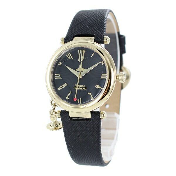 ヴィヴィアンウエストウッド ヴィヴィアン ウエストウッド 時計 レディース 腕時計 チャーム付き 32ミリ ゴールド ブラック レザー 革ベルト VV006GDBLK 時計 誕生日 ギフト 内祝い 父の日 お祝い
