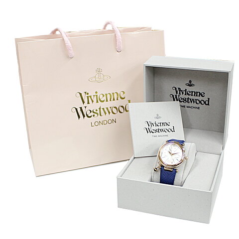 【ヴィヴィアン 時計 ショッパー付き】ヴィヴィアン ウエストウッド 時計 レディース 腕時計 オーブ チャーム付 ゴールド ブルーレザー 革 VV006RSBL ビジネス 女性 ブランド 時計 誕生日 お祝い プレゼント ギフト