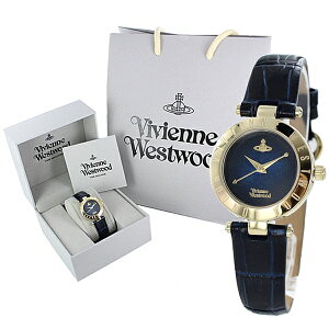 紙袋 ショッパー付き 時計収納ボックス付き ヴィヴィアン ウエストウッド 時計 レディース 腕時計 ブルー ネイビー 革 レザー VV092NVNV 時計 誕生日 お祝い クリスマス プレゼント