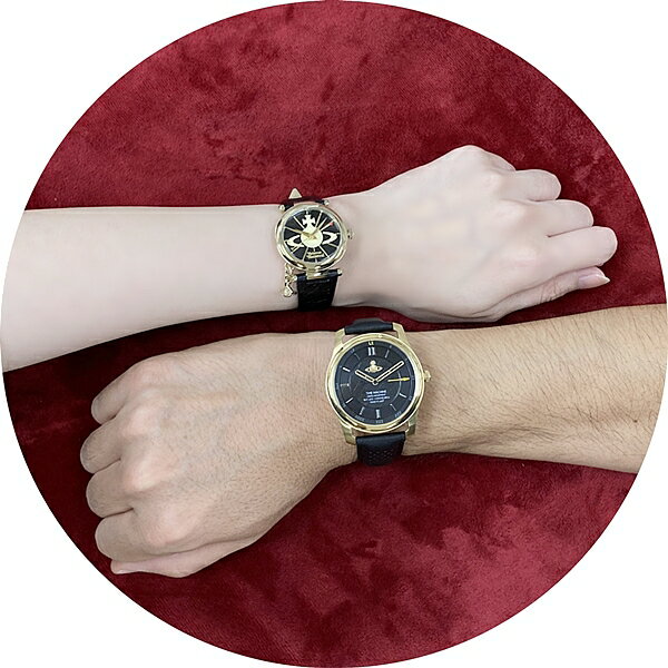 ヴィヴィアン ウエストウッド 腕時計 手表 ペアウォッチ メンズ 父の日 レディース 母の日 チャーム付 ゴールド ブラック レザー 革ベルト VV185GDBKVV006BKGD ペアセット カップル 誕生日 ギフト ランキング お祝い