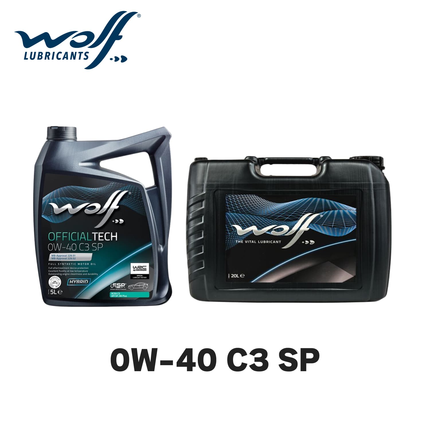 WOLF OFFICIALTECH 0W-40 C3 SP 5L 20 L | ウォルフ ウルフ オフィシャルテック カー エンジン オイル ガソリン ディーゼル エンジン添加剤 全合成潤滑油 自動車用 HIBRIDE 4輪