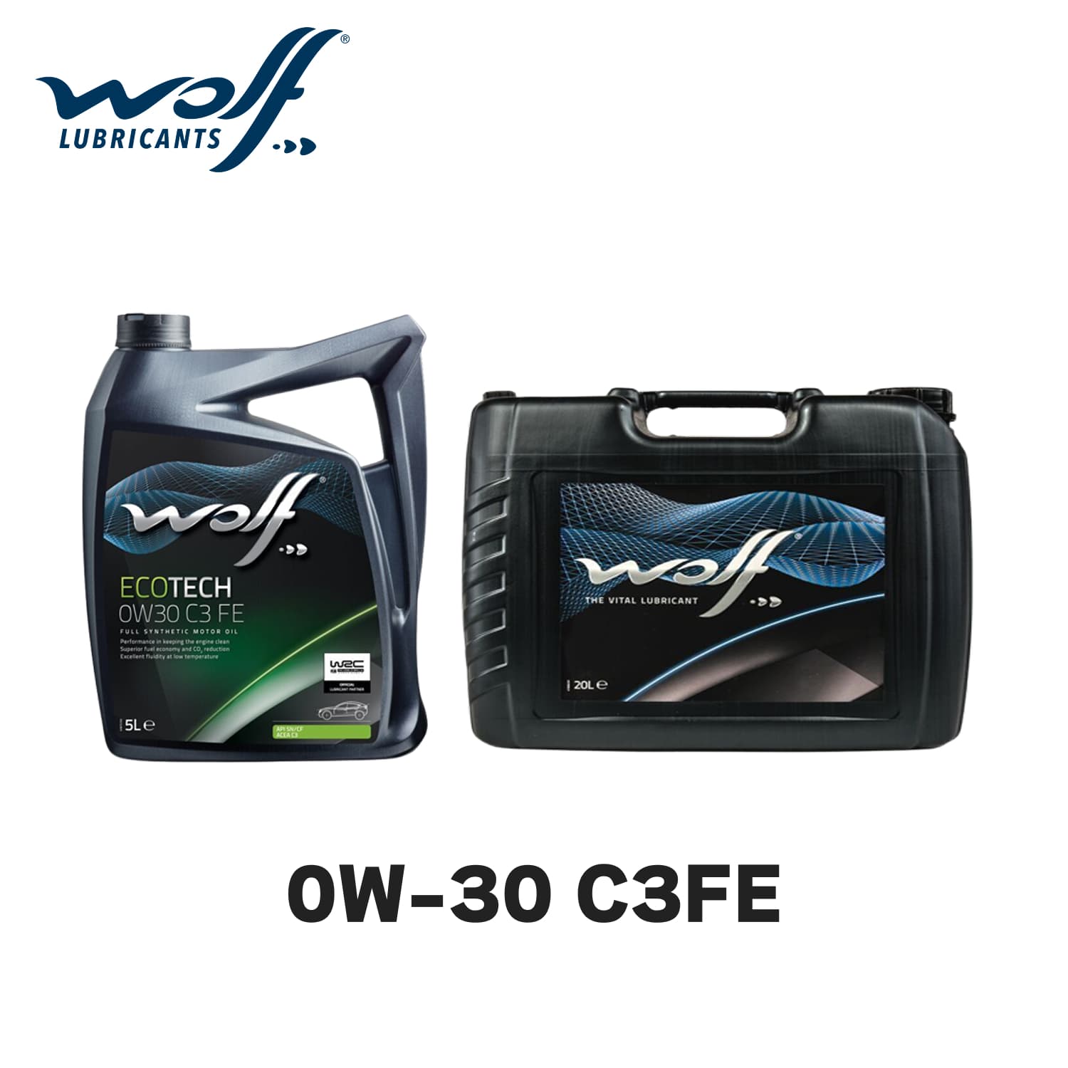 WOLF ECOTECH 0W30 C3 FE 5L 20 L | ウォルフ ウルフ オフィシャルテック カー エンジン オイル ガソリン ディーゼル エンジン添加剤 全合成潤滑油 自動車用 ハイブリッド車 HIBRIDE 4輪