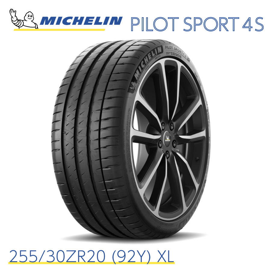 商品コード 710840 シリーズ名 MICHELIN PILOT SPORT4Sパイロットスポーツ 4S タイヤサイズ 255/30ZR20 (92Y) XL 断面幅(mm) 260 外径（mm) 662 計測リム幅（インチ） 9 適合リム幅（インチ） 8.5-9.5 荷重指数 92 速度記号 (Y) 技術と情熱を結集した次世代の走りを生み出す ハイスペック・スポーツタイヤ サーキットでも「最後まで続く走る愉しみ」を目指して ・サーキット走行をも可能にする高いレベルのドライグリップ性能。 ・濡れた路面でもより安心のスポーツ走行を可能にする最高レベルのウェット性能『a』を獲得。(*1) ・広い接地面による優れたグリップがもたらす高い走行性能と高速安定性能。 ・ハイパフォーマンスカーの大径ホイールを外傷から守る深いリムプロテクターを装備。コントラストが映えるベルベット加工を施した独創的なプレミアムタッチデザイン。 【注意事項 】 ※タイヤ1本の価格です。 ※納期が長くかかる場合、その間にメーカー値上げがありますと追加料金が発生する場合がございます。 ※法人宛てのみの配送とさせていただいております。（楽天タイヤチケット同時ご購入（取付店へ発送）の場合は個人住所のままで大丈夫です。） お届け先のあて先・ご住所は取り付け店などの法人様のご住所をご入力ください。 ※離島へのお届けは別途送料が発生します。 ※メーカー発注後のキャンセルや変更はできませんので、適合・サイズをよくご確認の上、ご購入ください。 ※メーカー在庫が欠品となっている場合がございます。 お急ぎの場合はご購入前に納期をご確認ください。 ※配達希望日時のご指定は承っておりません。 ご指定いただいても運送便の都合により、ご希望の日時にお届けが出来かねます。 ※当商品は代引きには対応しておりません。代引きでのご注文の場合は一旦キャンセルさせていただき、他の決済方法での再注文とさせていただきますので予めご了承下さい。 ※画像のホイールは別売りです。 「タイヤ取り付けチケット 20インチ」はこちらです。 タイヤと一緒（同梱）にお求め下さい。 優れたドライグリップ サーキット走行をも可能にする高いレベルのドライグリップ性能。 バイ・コンパウンド・テクノロジー 高い次元で両立したドライ＆ウェットグリップで、ハイパフォーマンスを発揮。 ミシュランの最先端テクノロジーを集結し、アウトサイドとインサイドに異なる2種類のコンパウンドを配分。 アウトサイドにはコーナーで優れたドライグリップを発揮するシリカとカーボンブラックのハイブリッドコンパウンドを採用。 インサイドにはウェット路面でしっかりとしたグリップ力を発揮するシリカの結合を高めた新コンパウンドを採用しています。 相反する性能をこれまでにない高いレベルで両立させることで、クルマのパフォーマンスを最大限に引き出します。 ウェット・ブレーキング 濡れた路面でもより安心のスポーツ走行を可能にする最高レベルのウェット性能『a』を獲得。 高い走行安定性、広い接地面による優れたグリップがもたらす高い走行性能と高速安定性能。 ダイナミック・レスポンス・テクノロジー ・路面との密着度を高めて、コーナリングで自在に操作＆応答。 ・トレッドの内側に高強度で、耐熱安定性に優れたハイブリッド・アラミド/ナイロンベルトを採用。 ・タイヤと路面との密着度が高められるため、ドライバーのハンドリングにダイナミックに反応。 ウルトラ・リアクティブ・トレッドパターン 進化を遂げた広い接地面のトレッドパターン。 ウェット性能を犠牲にすることなくトレッド面に対する溝の割合を抑え、接地面積を最大限に確保。 直進時やコーナリング時の接地面圧を最適化することにより、路面をしっかりと捉え続けることができるので、高い走行性能と高速安定性を発揮します。 ダイナミック・レスポンス・テクノロジー 路面との密着度を高めて、コーナリングで自在に操作＆応答。 トレッドの内側に高強度で、耐熱安定性に優れたハイブリッド・アラミド/ナイロンベルトを採用。 タイヤと路面との密着度が高められるため、ドライバーのハンドリングにダイナミックに反応。 コーナリングでの優れた操縦安定性能を実現しています。関連商品正規輸入品 ミシュランタイヤ パイロットスポーツ 4S 295/35Z...正規輸入品 ミシュランタイヤ パイロットスポーツ 4S 275/35Z...75,576円72,358円正規輸入品 ミシュランタイヤ パイロットスポーツ 4S 265/35Z...正規輸入品 ミシュランタイヤ パイロットスポーツ 4S 285/35Z...71,786円71,929円正規輸入品 ミシュランタイヤ パイロットスポーツ 4S 275/40Z...正規輸入品 ミシュランタイヤ パイロットスポーツ 4S 275/35Z...66,139円76,005円正規輸入品 ミシュランタイヤ パイロットスポーツ 4S 265/35Z...正規輸入品 ミシュランタイヤ パイロットスポーツ 4S 265/40Z...71,144円64,565円