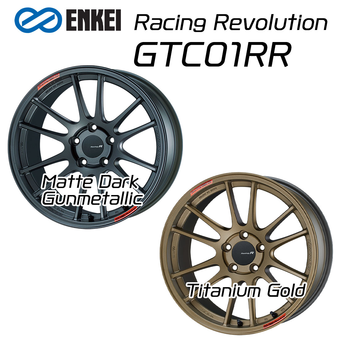 エンケイ ホイール レーシングレボリューション GTC01RR 18インチ 9.0J ENKEI Racing Revolution マット ダーク ガンメタリック チタニウム ゴールド 車 かっこいい