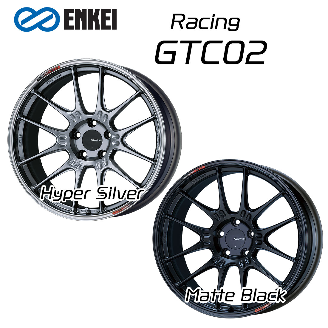 エンケイ ホイール レーシング GTC02 18インチ 9.0J ENKEI Racing マット ブラック ハイパー シルバー 車 かっこいい
