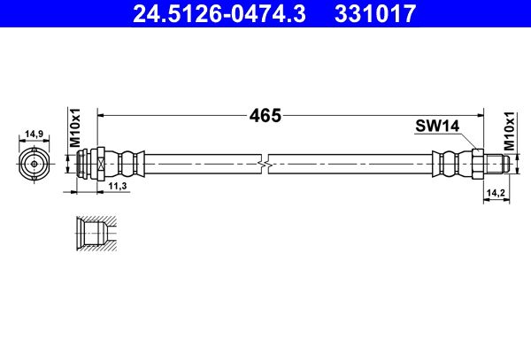 フロントブレーキホース 24512604743 適合車種 Mercedes-Benz メルセデス・ベンツ AクラスW168 W169 Bクラス W245