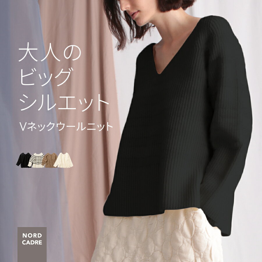 【閉店セール 80%OFF】トップス ニット Vネック プルオーバー 長袖 無地 暖かい 大きいサイズ 秋 秋冬30代 40代 50代 レディース 防寒 防寒対策 ゆったり 女性 可愛い かわいい 大人可愛い ホワイト ブラウン ブラック グロスVネックニットのサムネイル