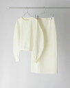 【初回限定クーポンで15%OFF!】カーブスリーブニットセットアップ DARK BROWN ダークブラウン 茶色 OFF WHITE オフホワイト 白 BLAC...