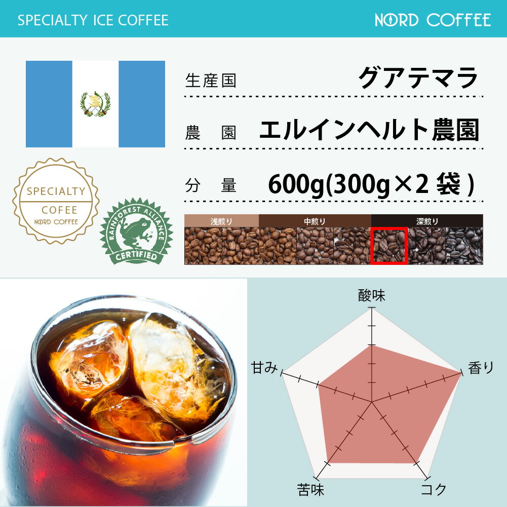 【増量中 600g→720g(360g×2袋)】アイス用 グアテマラ エルインヘルト農園 トラディショナル 600g→720g(360g×2袋)アイスコーヒー 送料無料！(ギフト/アイスコーヒー/スペシャリティコーヒー/スペシャルティコーヒー/珈琲豆/コーヒー豆)