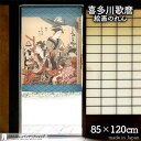 喜多川歌麿 のれん 女藝者部・獅子 85cm幅 120cm丈 青 絵画 名画 浮世絵 おしゃれ 和風 暖簾 ノレン 間仕切り カーテン タペストリー ポスター ...