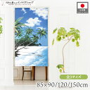 のれん 風景 景色 85cm幅 90cm丈 120cm丈 150cm丈 ショート ロング 選べる3サイズ タペストリー ポスター ヤシとビーチ ブルー ホワイト グリーン 空 植物 葉っぱ おしゃれ 暖簾 ノレン 間仕切り カーテン