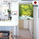 癒やし のれん 85cm幅 90cm丈 陽光射す渓流 ホワイト グリーン ブルー 風景 景色 森 川 植物 マイナスイオン 短い ショート おしゃれ 暖簾 ノレン 間仕切り カーテン タペストリー ポスター 目隠し 玄関 階段 洗面所 部屋 仕切り 棚 パントリー