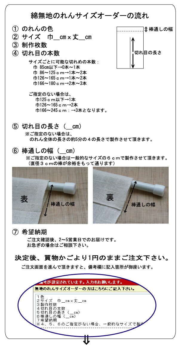 【のれん(暖簾)】麻無地のれん 染め色 サイズオーダー 1円で買い物カゴに入れて下さい。こちらから金額訂正をしてご連絡致します。