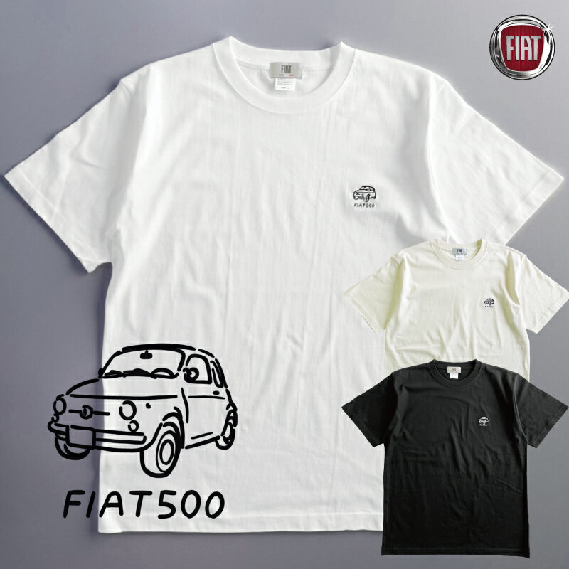 Tシャツ FIAT 2301FTFT01-53 フィアット 500 刺繍シャツ 綿100％ 6.2オンス (コーマ糸)