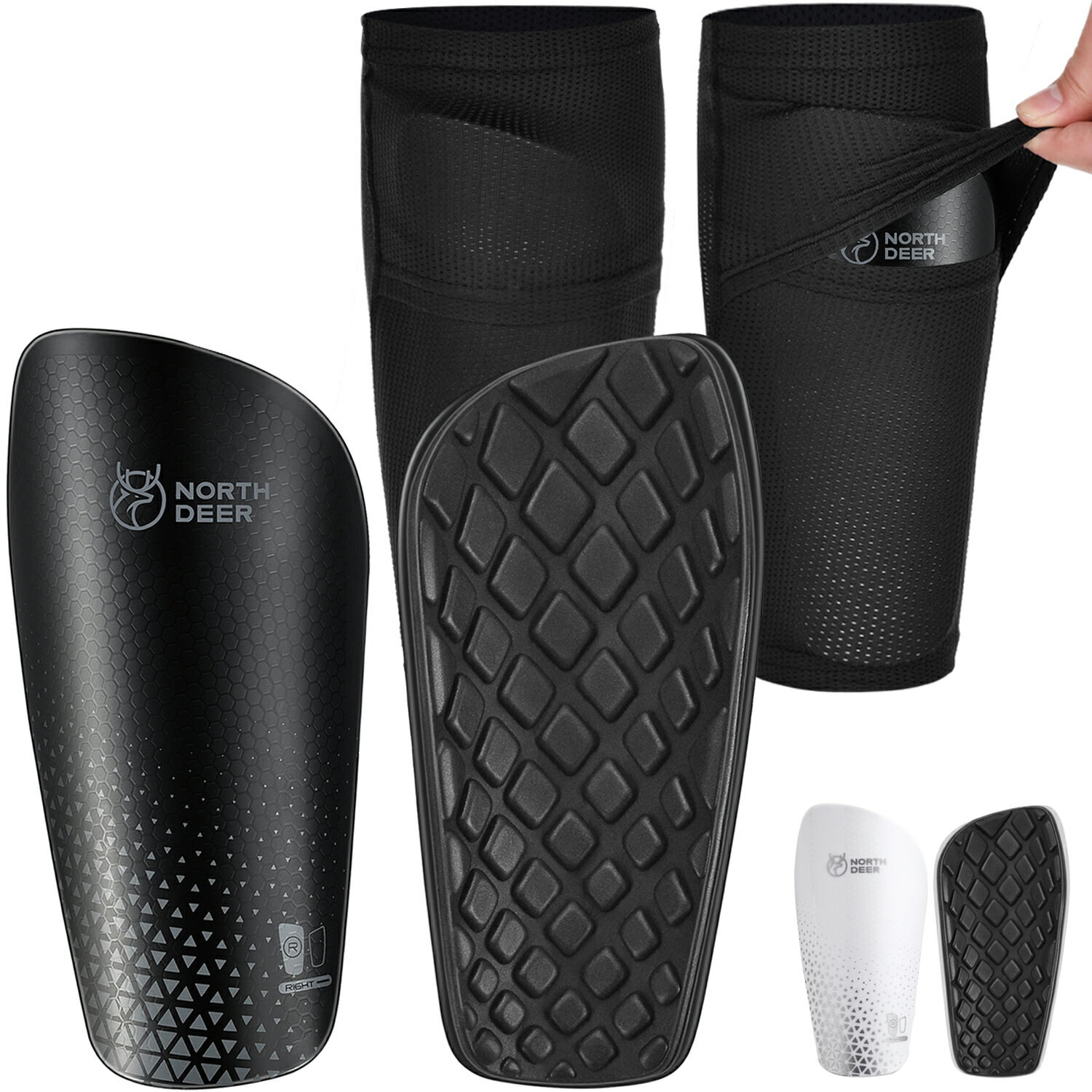 Northdeer レガース シンガード すねあて レッグガード 大人 子供 カーフスリーブ付き 革新されたダブルポケット仕様 ジュニア キッズ 男女兼用 レッグスリーブ付き セット サッカーウエア フットサルネット通販 サッカー 用品 セール