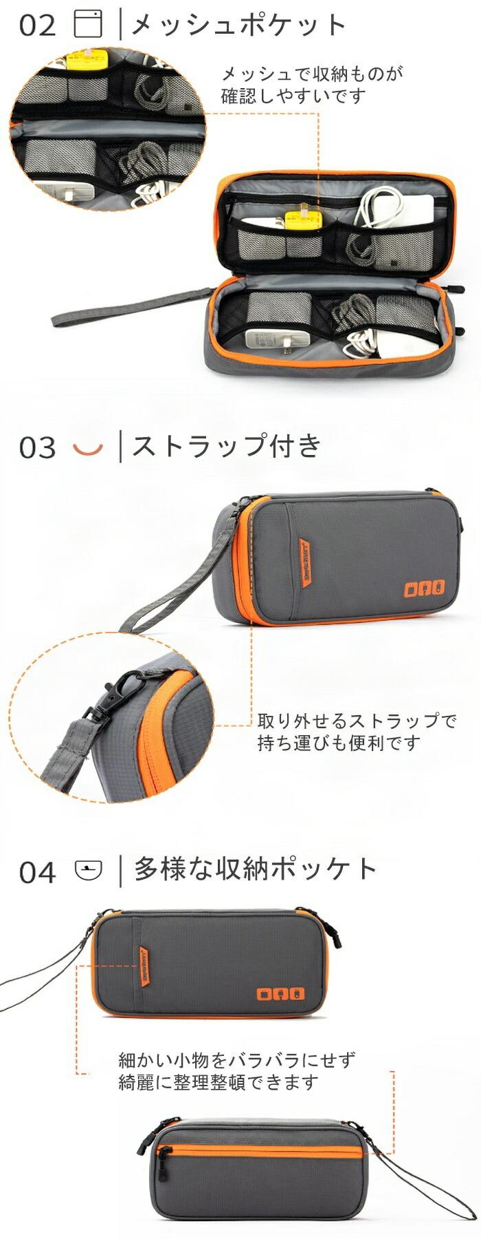 ガジェットポーチ ガジェットケース トラベルポーチ 収納バッグ 充電器 収納 ポーチ 防水 小物入れ デジタル 持ち運び 多機能 二段構造 ケーブル マウス PC周辺機器 手提げ 大容量 ダブルファスナー 旅行 出張 トラベル かわいい northenfarm01-10034019 Northen Farm サンプル画像2