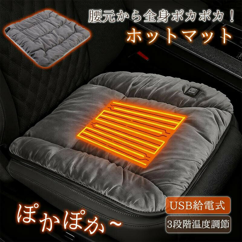 ホットマット 電気座布団 電気マット ホットカーペット USB 洗える 車 3段階温度調...
