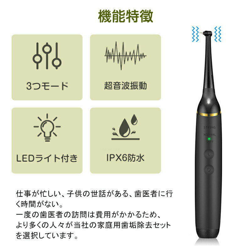IPX6防水 口腔洗浄器 電動歯ブラシ スケーラー 歯石歯垢とり 器具 超音波スケーラ...