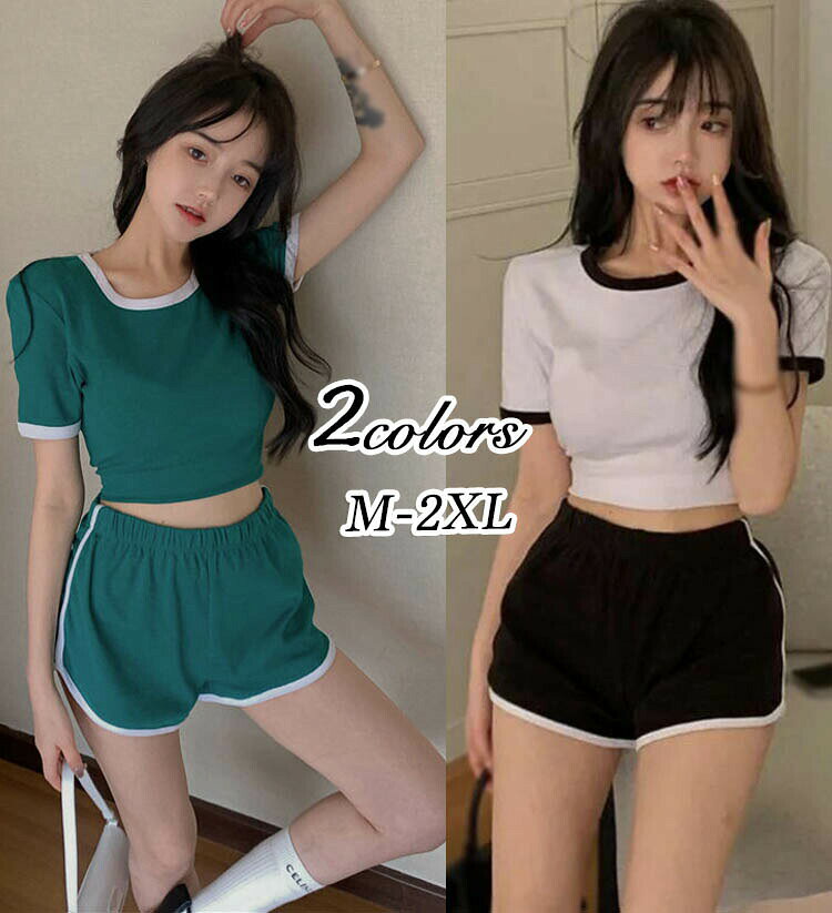商品名ルームウェア レディース 部屋着 春夏 セットアップ 半袖tシャツ 短パンウエストゴム 上下セット スウェット商品コードカラーブラック/グリーン実寸約[M]着丈:約42cm 胸囲:約80m 袖丈:約11m パンツ総丈:約28m ヒップ:約98m[L]着丈:約43cm 胸囲:約84cm 袖丈:約12cm パンツ総丈:約29m ヒップ:約102m[XL]着丈:約44cm 胸囲:約88cm 袖丈:約13cm パンツ総丈:約30m ヒップ:約104m[2XL]着丈:約45cm 胸囲:約92cm 袖丈:約14cm パンツ総丈:約31m ヒップ:約108m