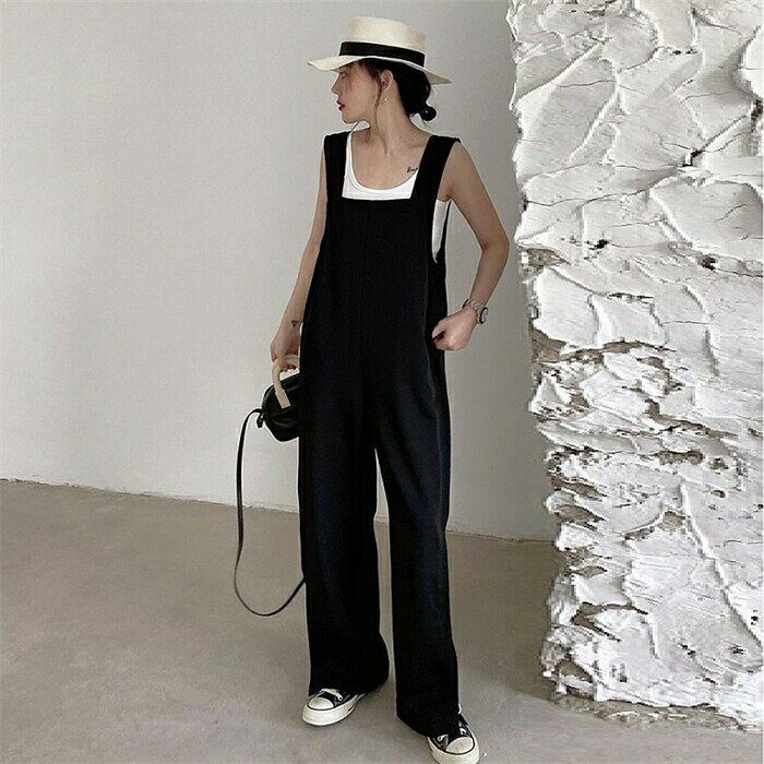 オールインワン レディース サロペット 体型カバー ゆったり ワイドパンツ ロング丈 無地 オーバーオール つなぎ ロンパース サロペ ロングパンツ ロング ボトムス シンプル カジュアル オシャレ らくちん ママコーデ