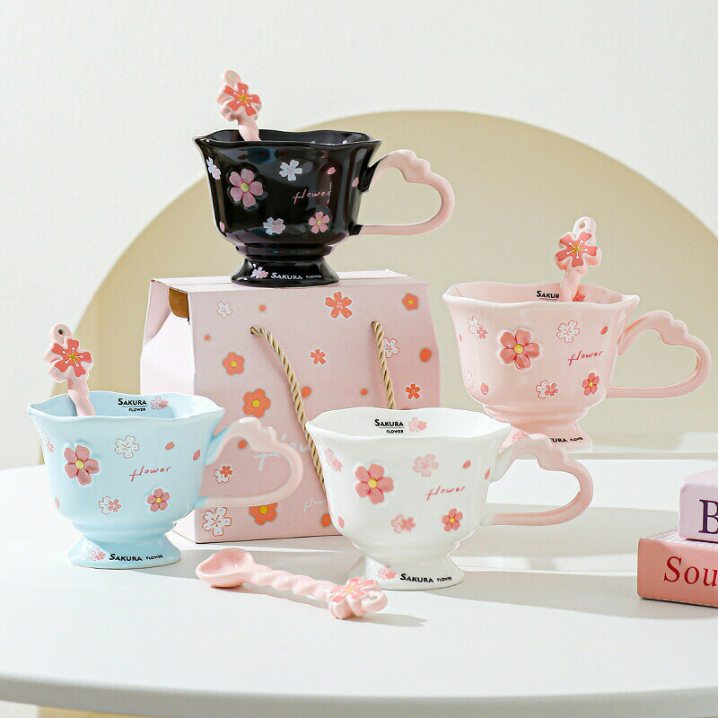 ＼マラソン最大2000OFF／マグカップ 桜柄 コーヒーカップ セラミックカップ スプー...