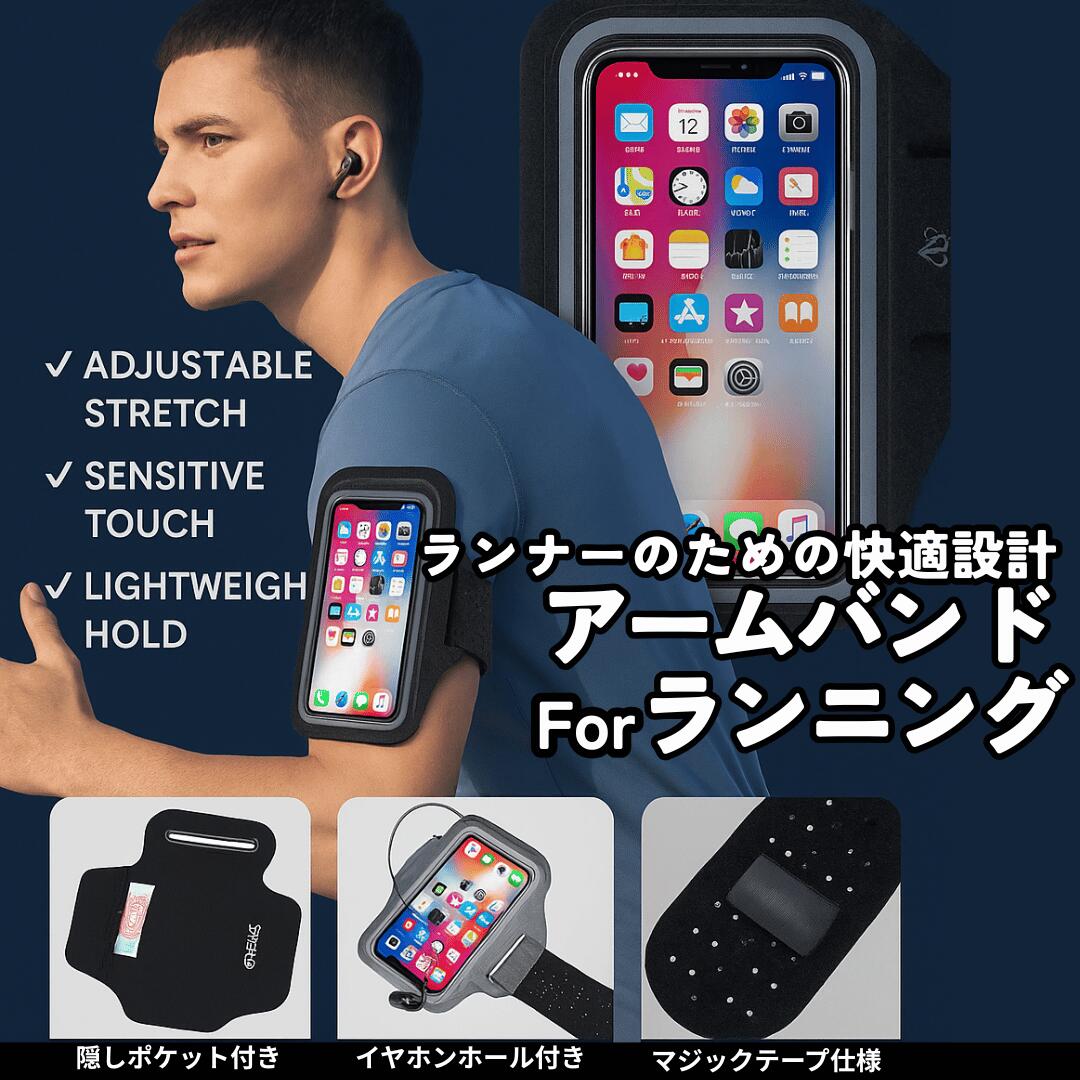 ランニングアームバンド レディース メンズ イヤホン穴付き スマホポーチ スマホケース トレーニング ..