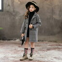 コート キッズ チェック 子供服 グレー ロングコート ジャケット トレンチコート ジュニア アウター 中綿 お出かけ 暖かい きれいめ 子供 こども服 ファッション 防風防寒 卒業式 通学着 冬 厚手 手触り良い 前開き ボタン 通園 女の子 ポッケト TZ-138