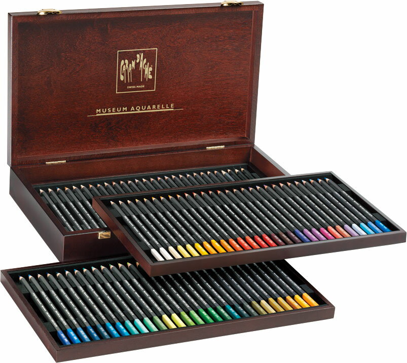 楽天趣味と画材のノースヴィレッジカランダッシュ ミュージアム アクアレル　水彩色鉛筆 76色木箱セット