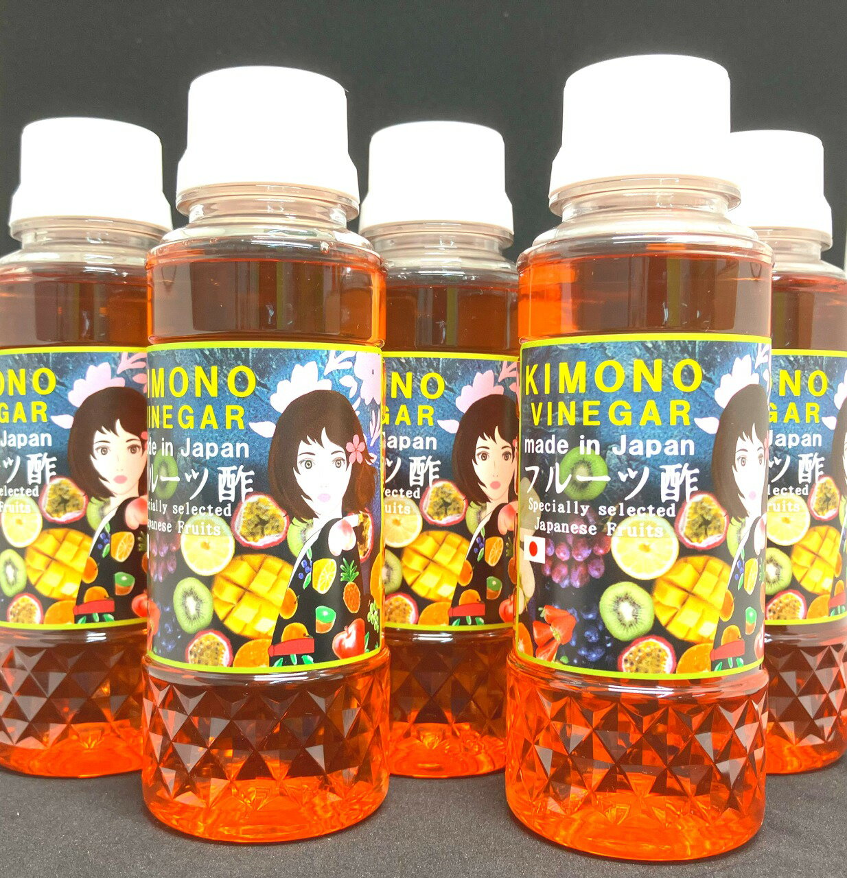 【KIMONO VINEGAR】フルーツ酢ジュース(福岡産あまおういちご酢)180ml 16本/CS フルーツ酢 人工着色料、香料、人工エキス、保存料など一切使用していません。