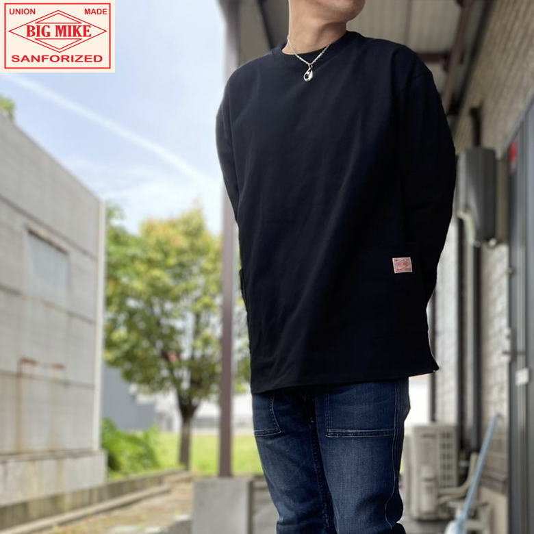 BIG MIKE (ビッグマイク）W Pocket Smock L/S TEE ダブルポケットスモック ロンTEE 102238200 スモック　ロンT　BLACK ブラック CAMP キャンプ アウトドアスタイル