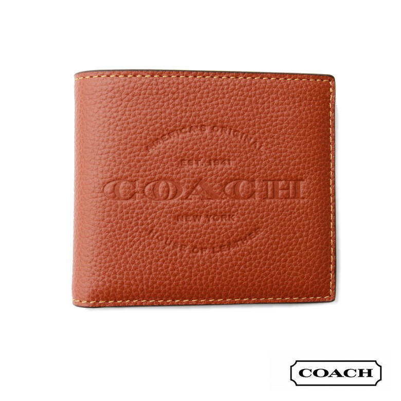 COACH コーチ サドルレザー 二つ折りウォレット　財布 カード収納 本革 プレゼントにもおすすめ♪　コンパクトサイズ　コインケース無し