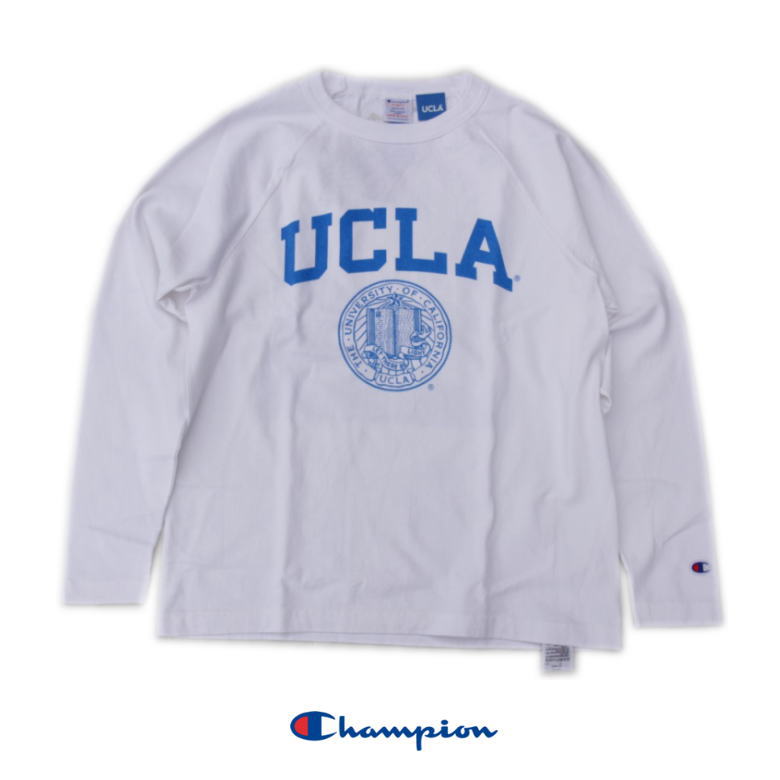 T1011 RAGLAN LONG SLEEVE T-SHIRT ラグランロンTEE UCLA　カリフォルニア大学ロサンゼルス校 ホワイト WHITE MADE IN USA Champion (チャンピオン) 2020FW新作！C5-S401