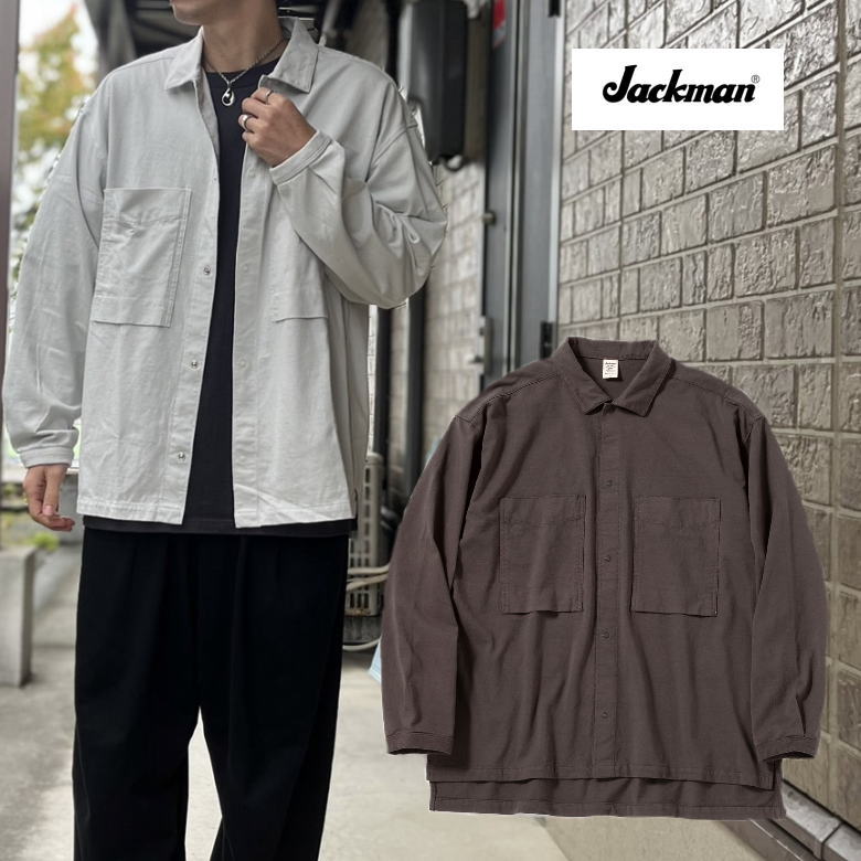 楽天Select Shop Nose LowJackman ジャックマン COACH SHIRTS コーチシャツ JM8350 【おしゃれ♪/サラッと羽織れる/クラシック/無地/シンプル/安心のMADE IN JAPAN】Dark Taupe ダークタープ Drop Blue ドロップブルー