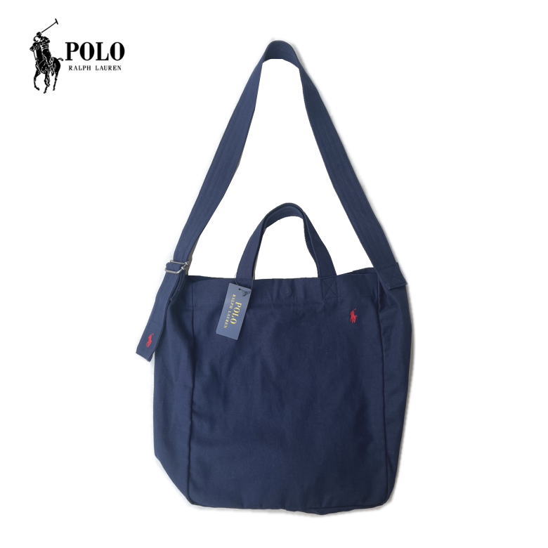 Polo Ralph Lauren コットン ショルダートートバッグ Shoulder Tote Bag Navy ネイビー ポロラルフローレンのサムネイル
