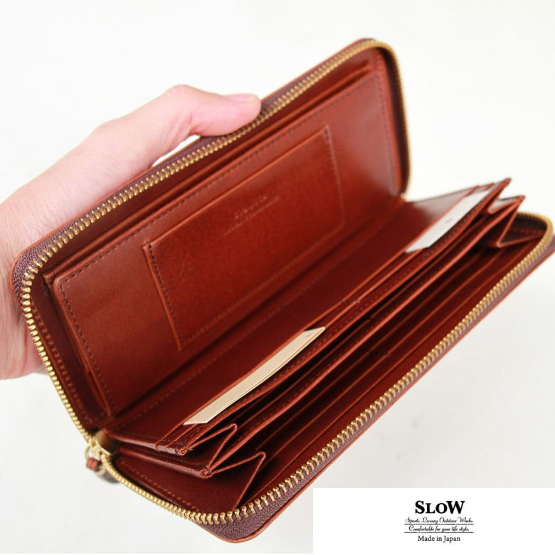 スロウ 革長財布 メンズ SLOW スロウ SO838K herbie (ハービー）Round Long Wallet (ラウンドロングウォレット）長財布　ラウンドジップ ロング ウォレット 小銭の収納力抜群♪ RED BROWN (レッドブラウン）