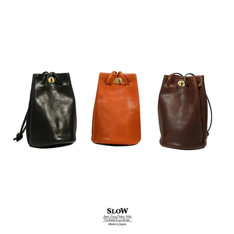 SLOW スロウ 858S04L bono-twist bon sac tote S- ボノ ツイストボンサックトート S 巾着 ショルダー 革小物 BLACK (ブラック） OAK (オーク）CHOCO (チョコ）