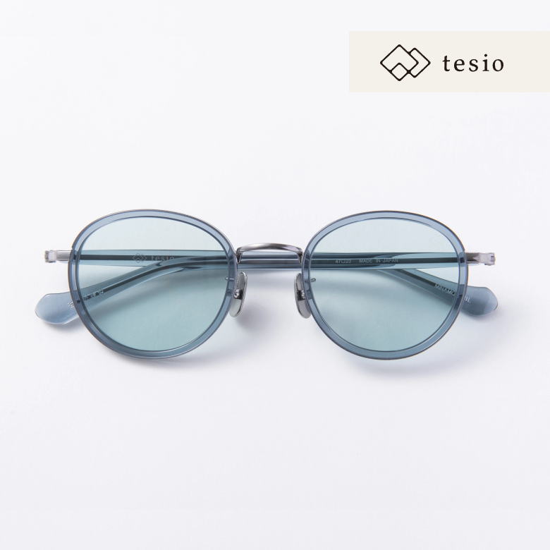 サングラス tesio 福井県鯖江製 さばえ 日本製 MADE IN JAPAN ガラスレンズ MINAMO col LBL /ライトブルー 水面