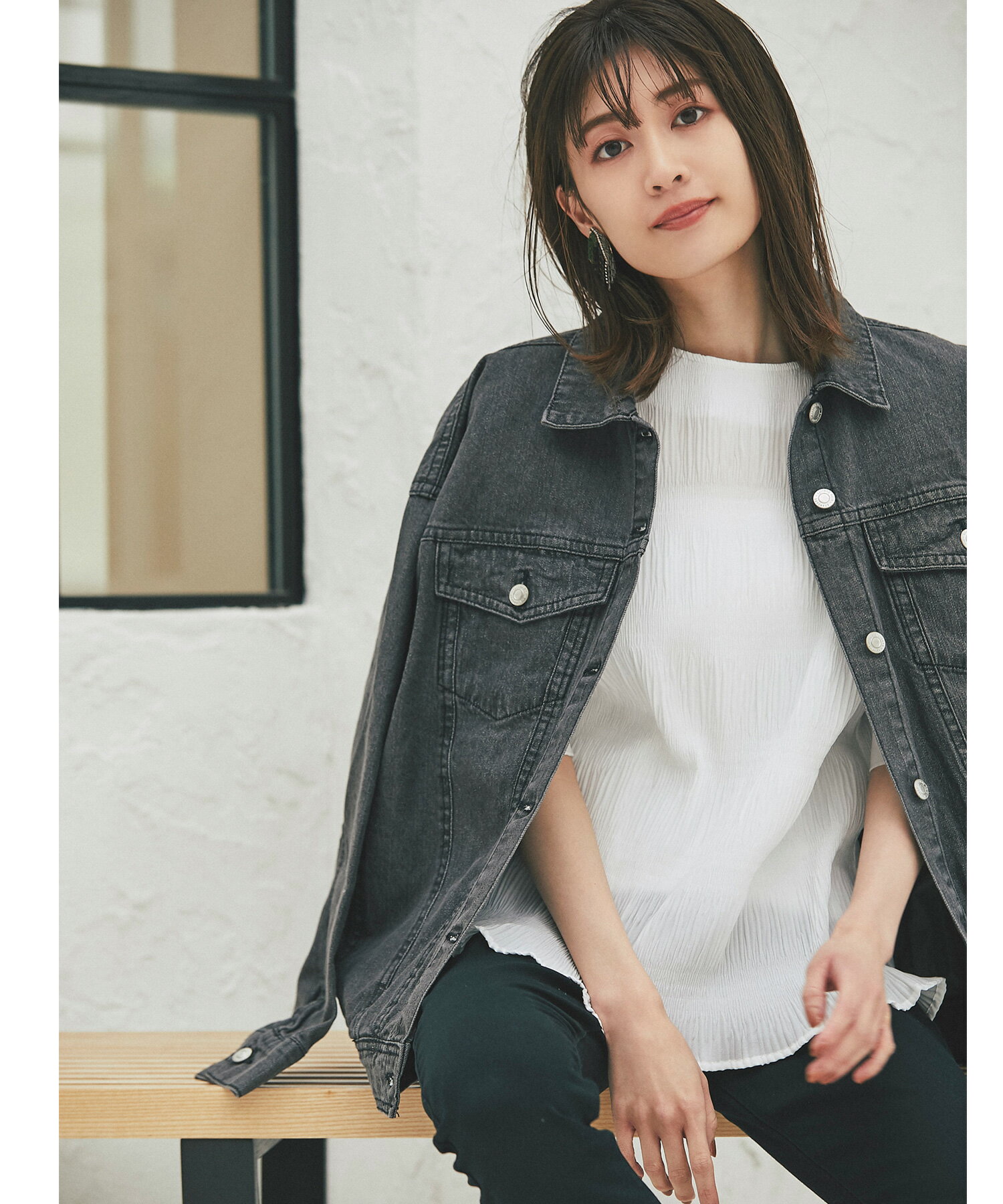 02月02日午前10時再販　オーバーサイズ デニムジャケット春夏 春 夏 レディース アウター ジャケット デニム ビックシルエット 大きめサイズ 無地 大人 ノスタルジア NOSTALGIAのサムネイル