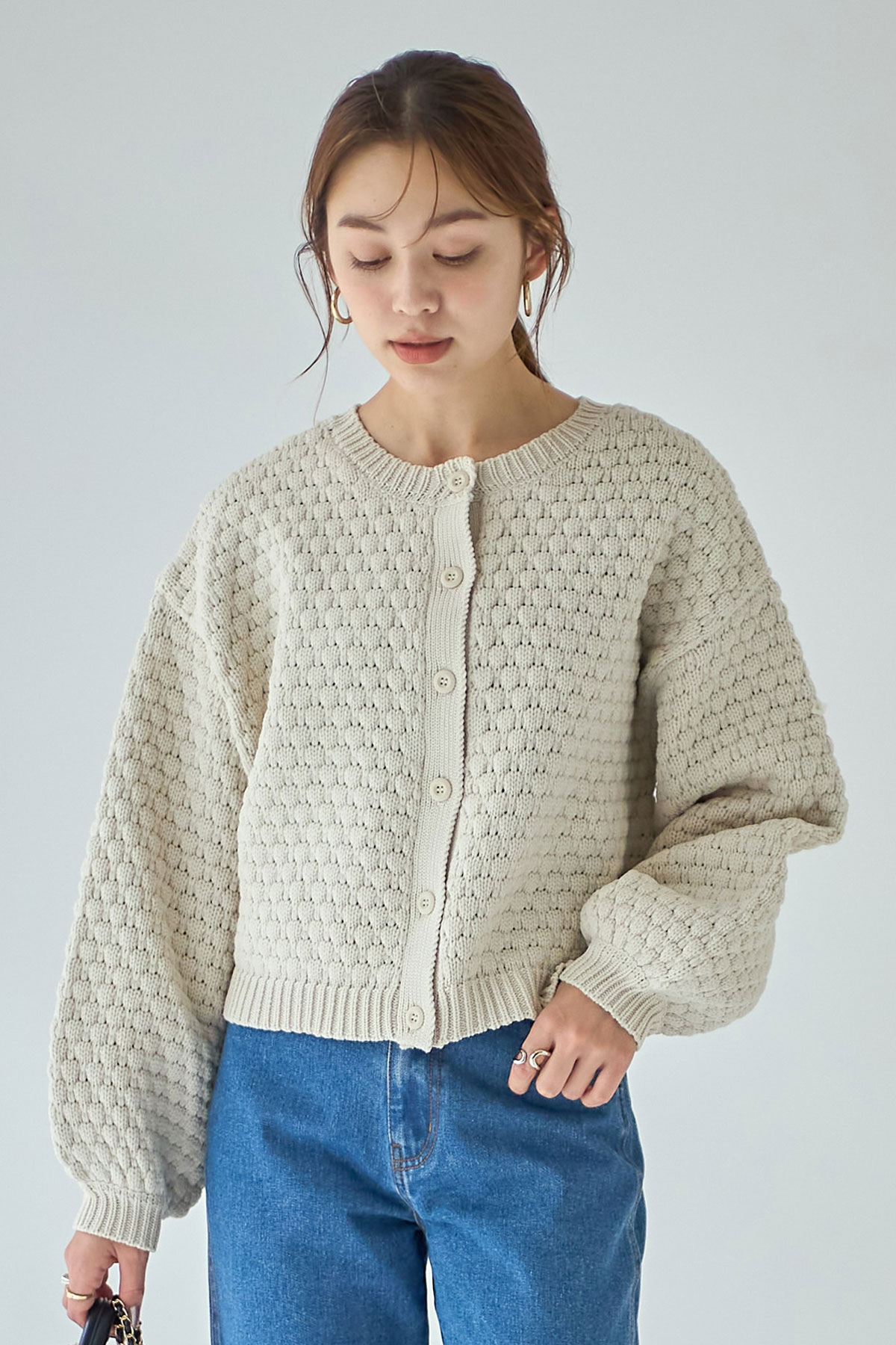 10月24日 午前10:00再販ポップコーン編み前後2WAYカーディガンレディース トップス カーディガン 2WAY ポップコーン シンプル 大人 ノスタルジア NOSTALGIAのサムネイル