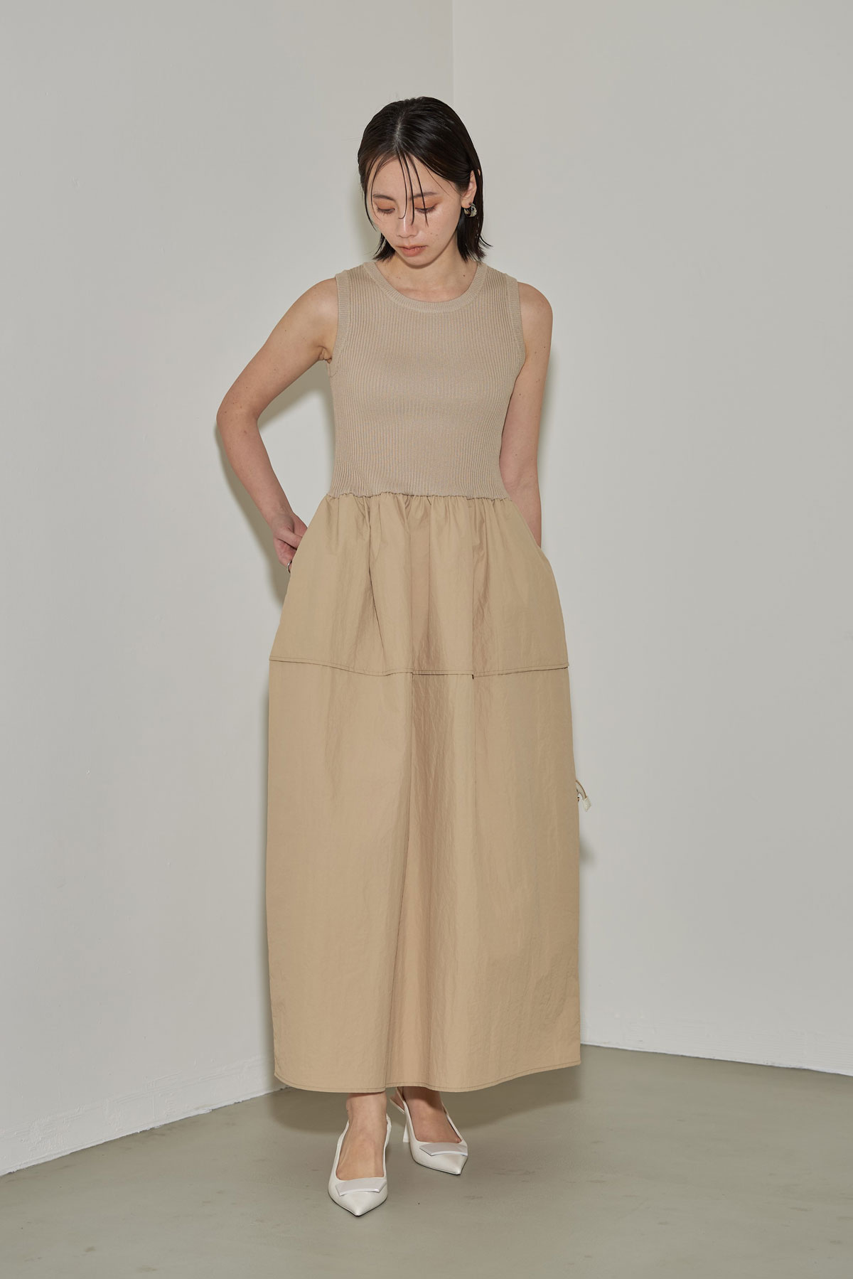 4月6日 午前10:00 新発売麻タッチコクーンドッキングワンピースレディース ワンピース 麻 ドッキング コクーン シンプル カジュアル 大人 ノスタルジア NOSTALGIAのサムネイル