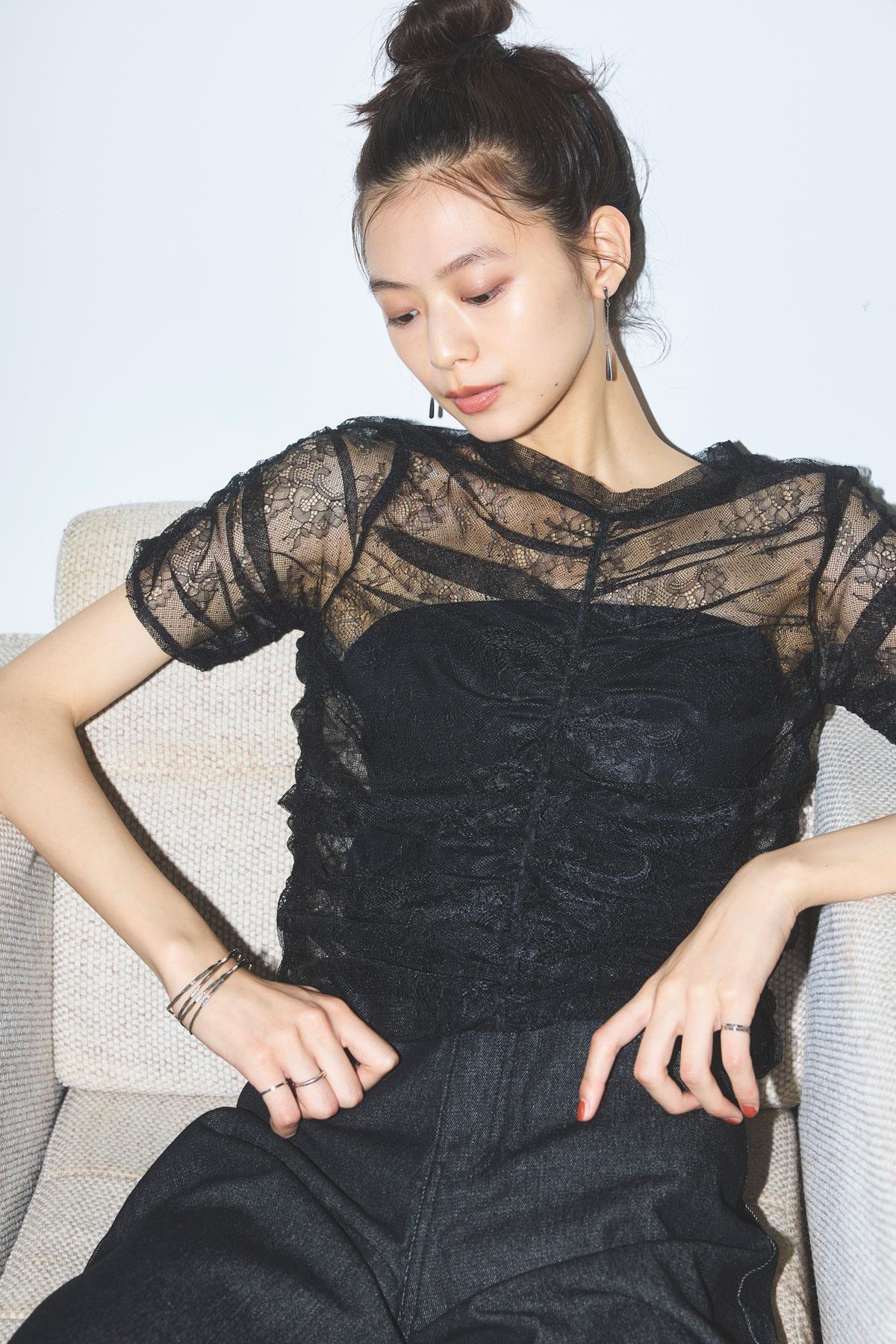 6月22日 午前10:00 新発売【松木育未さん着用】レースギャザープルオーバーレディース トップス プルオーバー シンプル カジュアル 大人 ノスタルジア NOSTALGIAのサムネイル
